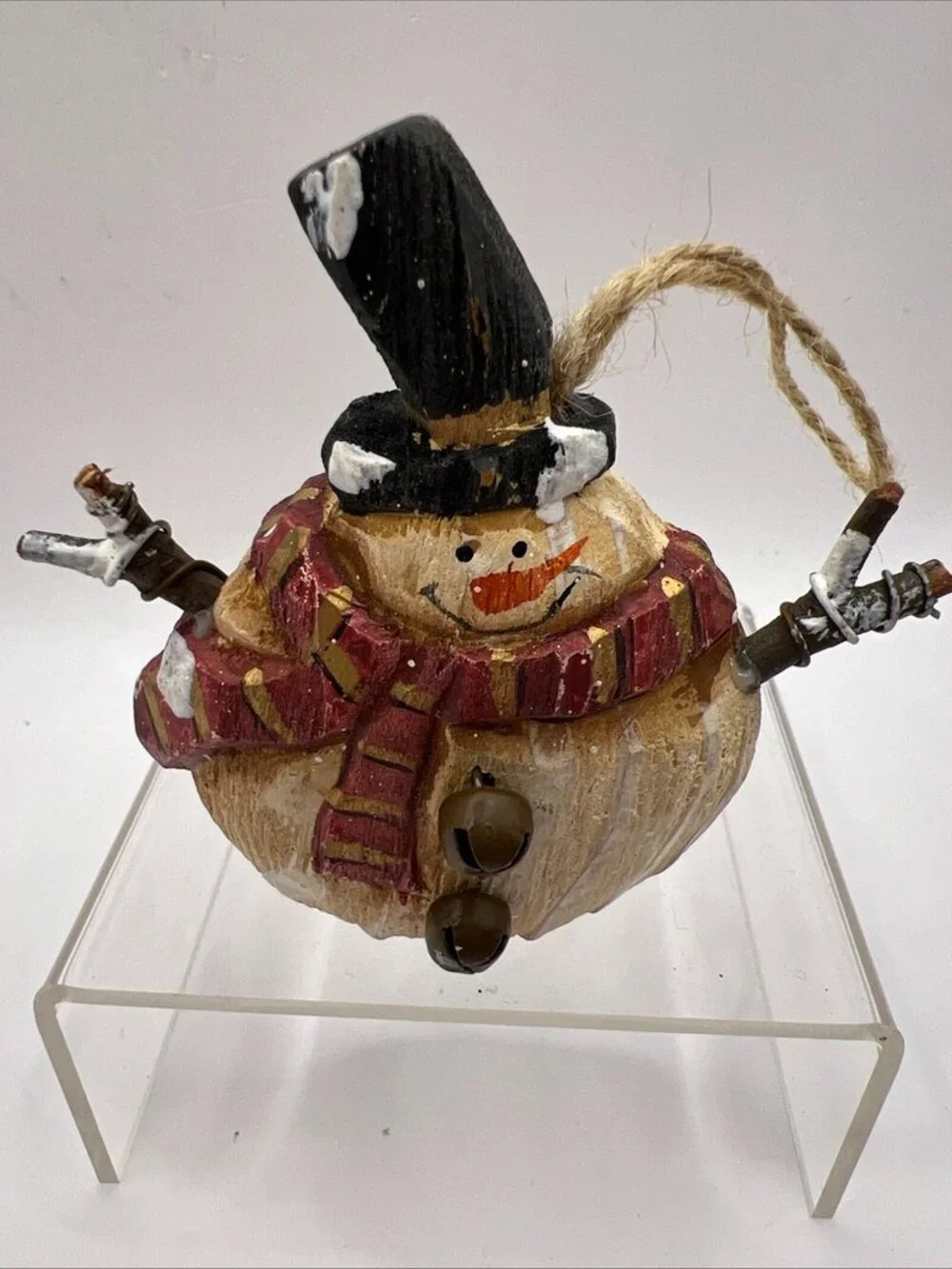 This Rustic Primitive Folk Art Snowman figurine is a charming addition to any Ch